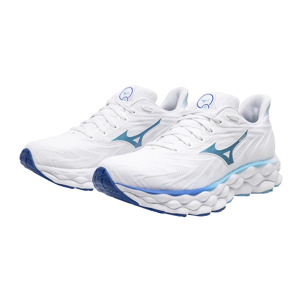 Tenis Mizuno Mujeres Wave Sky 8 White-Mercury Blue - Imagen 8